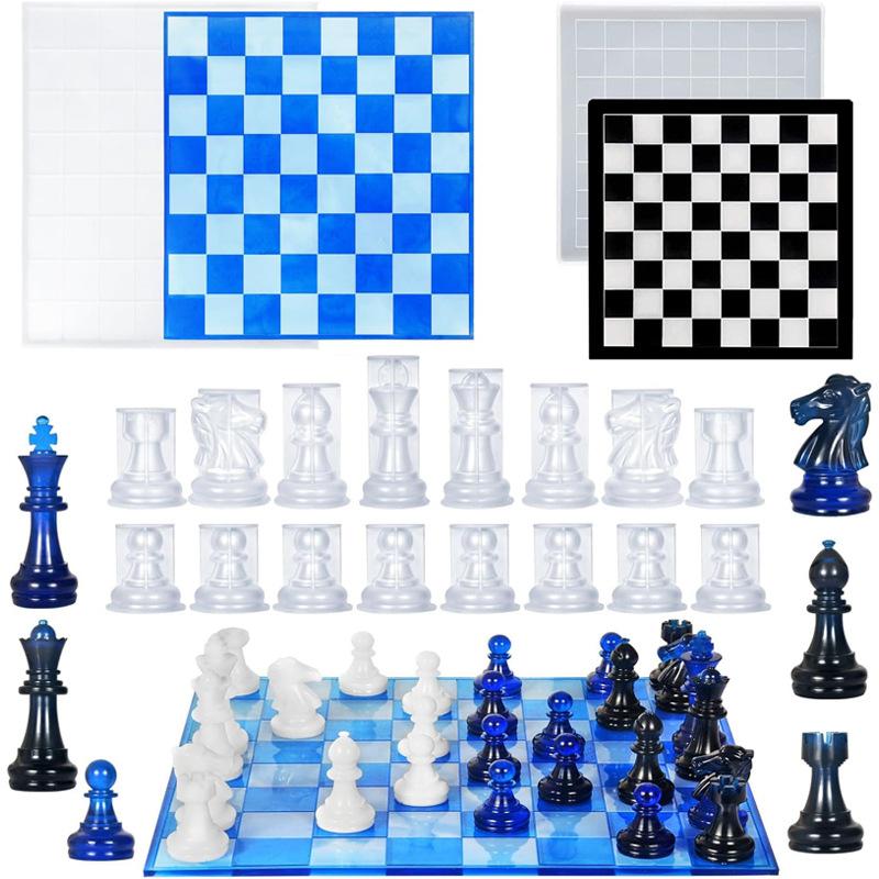 Resin Art Kit With Molds - Cetakan Set Catur Resin dengan Papan