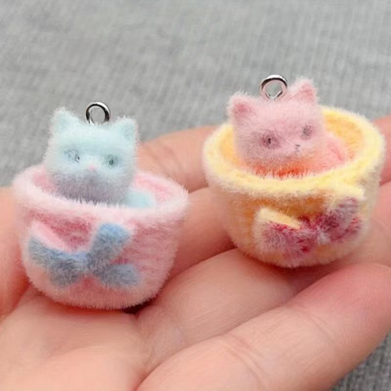 Resin Art Materials Wholesale - 4 buah liontin kucing resin 3D,