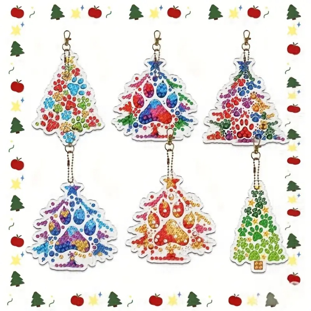 Resin Art Bookmark - 6 Buah/Set Gantungan Kunci Lukisan Berlian