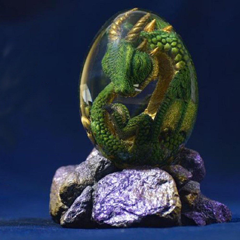 Resin Art Stand - Patung telur naga Lava dengan dasar