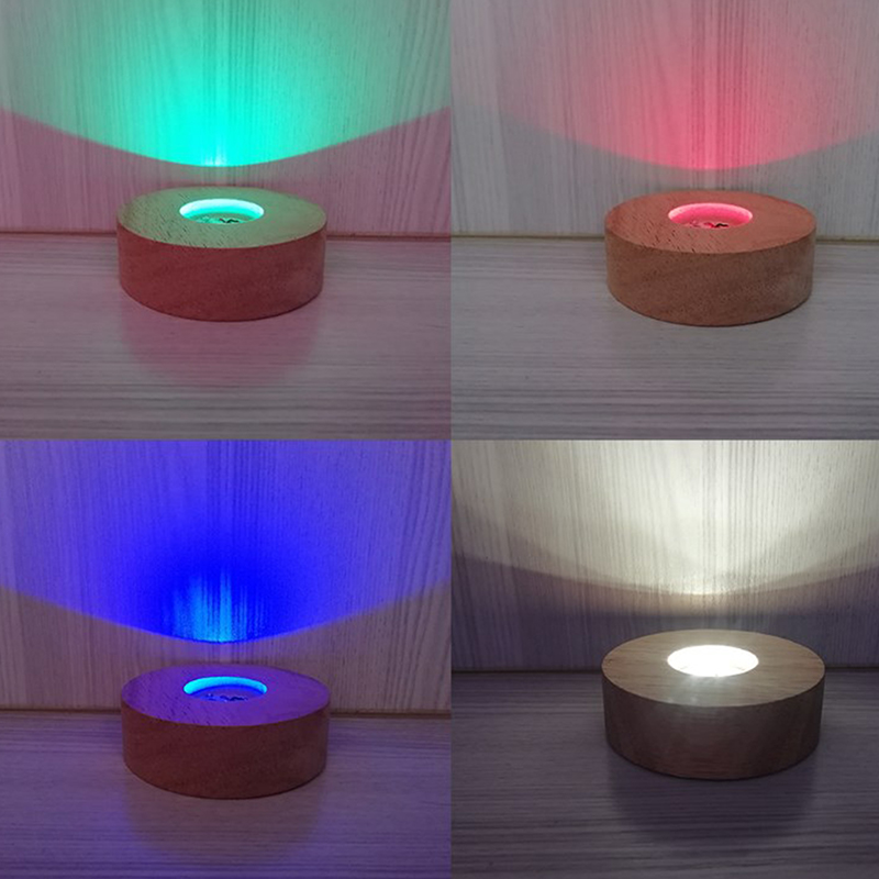 Resin Art Stand - 8cm dasar lampu LED kayu bulat,