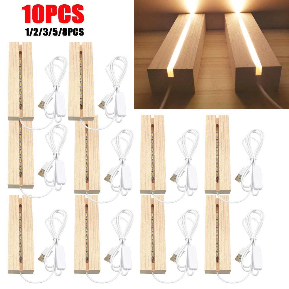 Resin Art Stand - Lampu Display kayu LED dasar cahaya