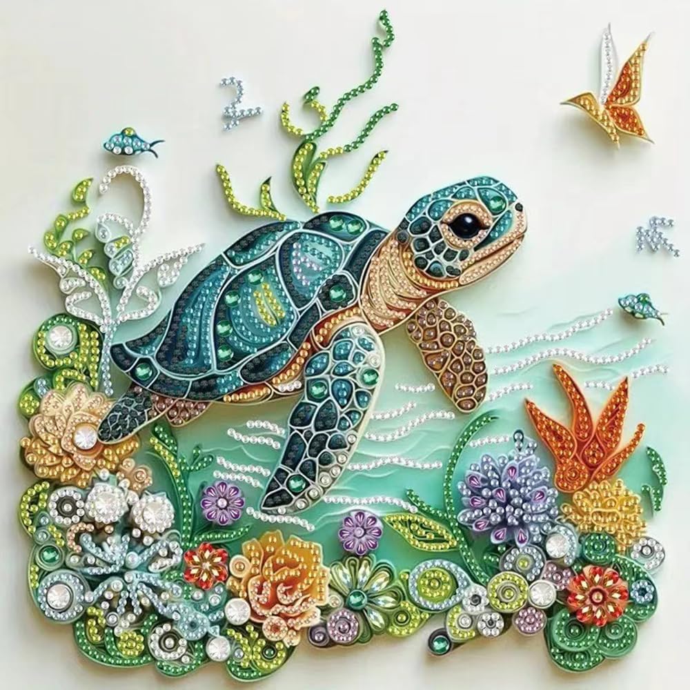 Resin Art Of Flowers - Kit Lukisan Berlian Bentuk Khusus Penyu