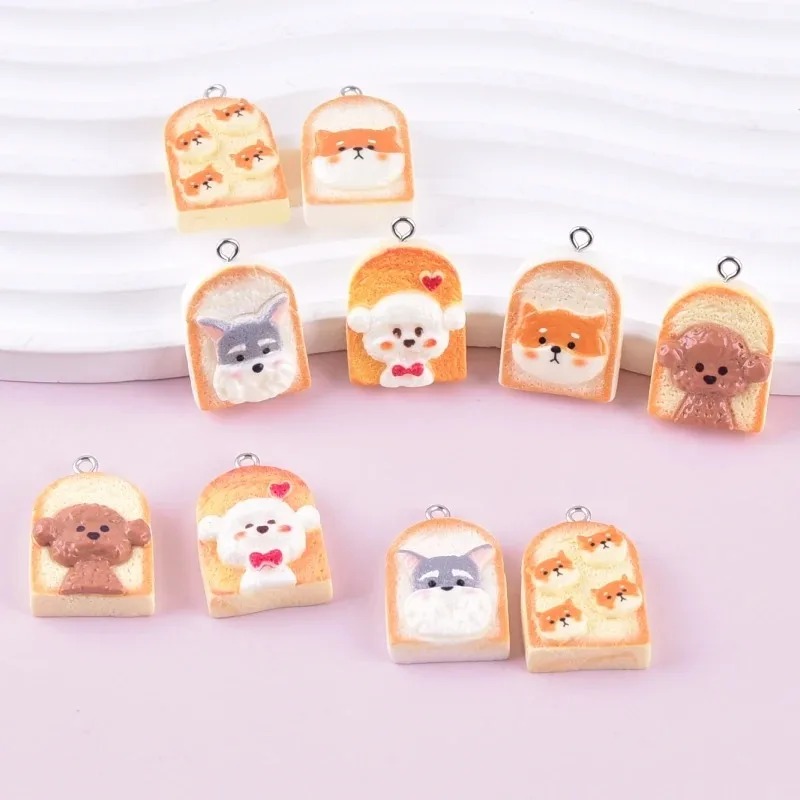 Resin Art Materials Wholesale - 10 Buah Liontin Resin Anjing Roti