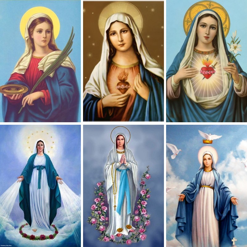 Resin Art Mary - Lukisan berlian Mary dalam doa, Kit