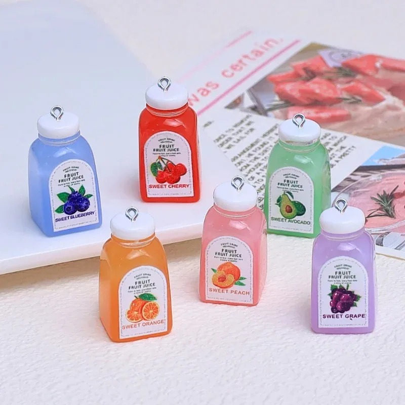Resin Art Craft - 10Pcs Liontin Resin Botol Jus Ceri
