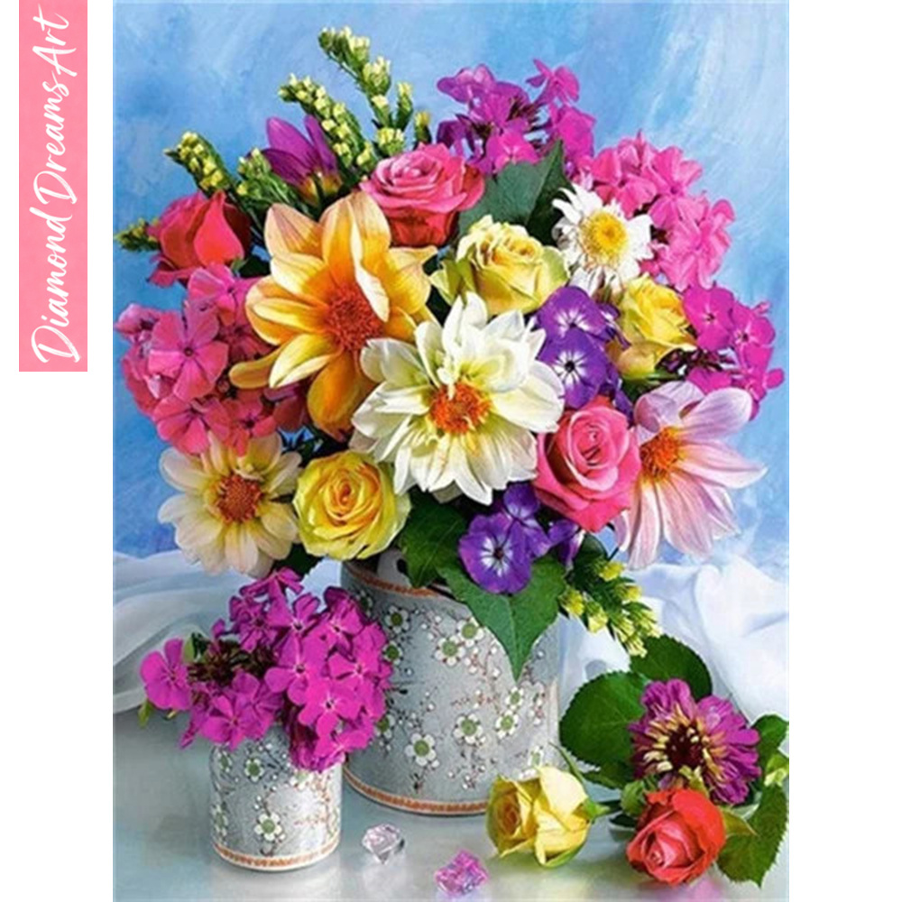 Resin Art Of Flowers - Lukisan Berlian 5D Motif Bunga Mosaik