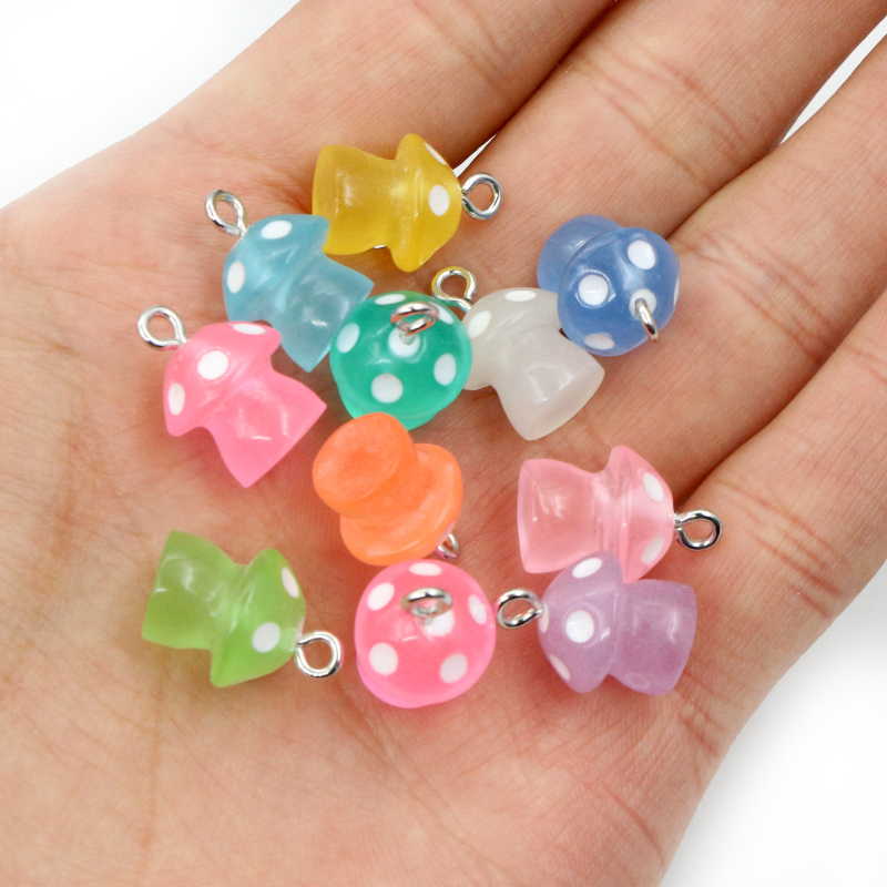 Resin Art For Kids - 10 Buah 15*11.5Mm Jimat Jamur 3D