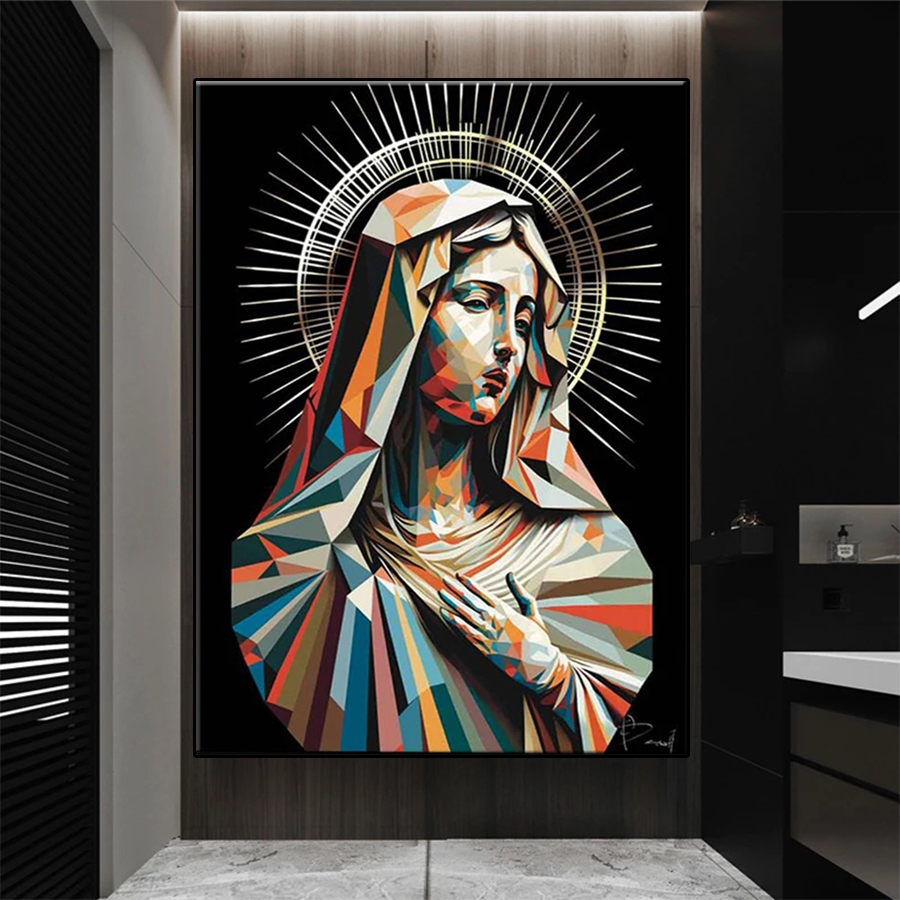 Resin Art Mary - 5D DIY gambar bordir berlian abstrak