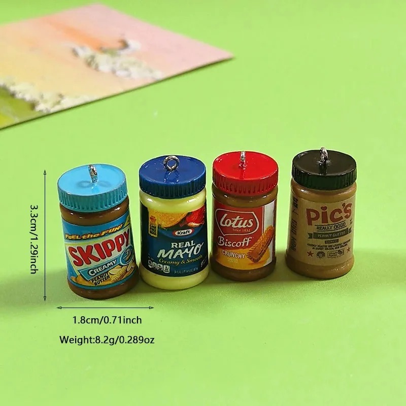 Resin Art Bottle - 10pcs/Pack Gantungan Botol Selai Kacang Miniatur