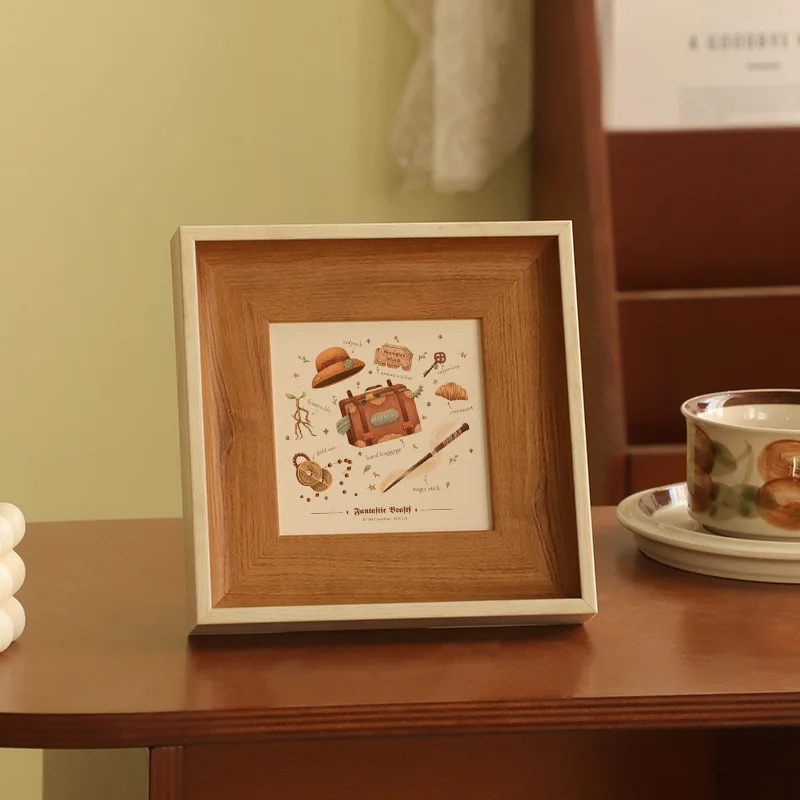 Resin Art Stand - Bingkai Foto Persegi Retro dengan Motif