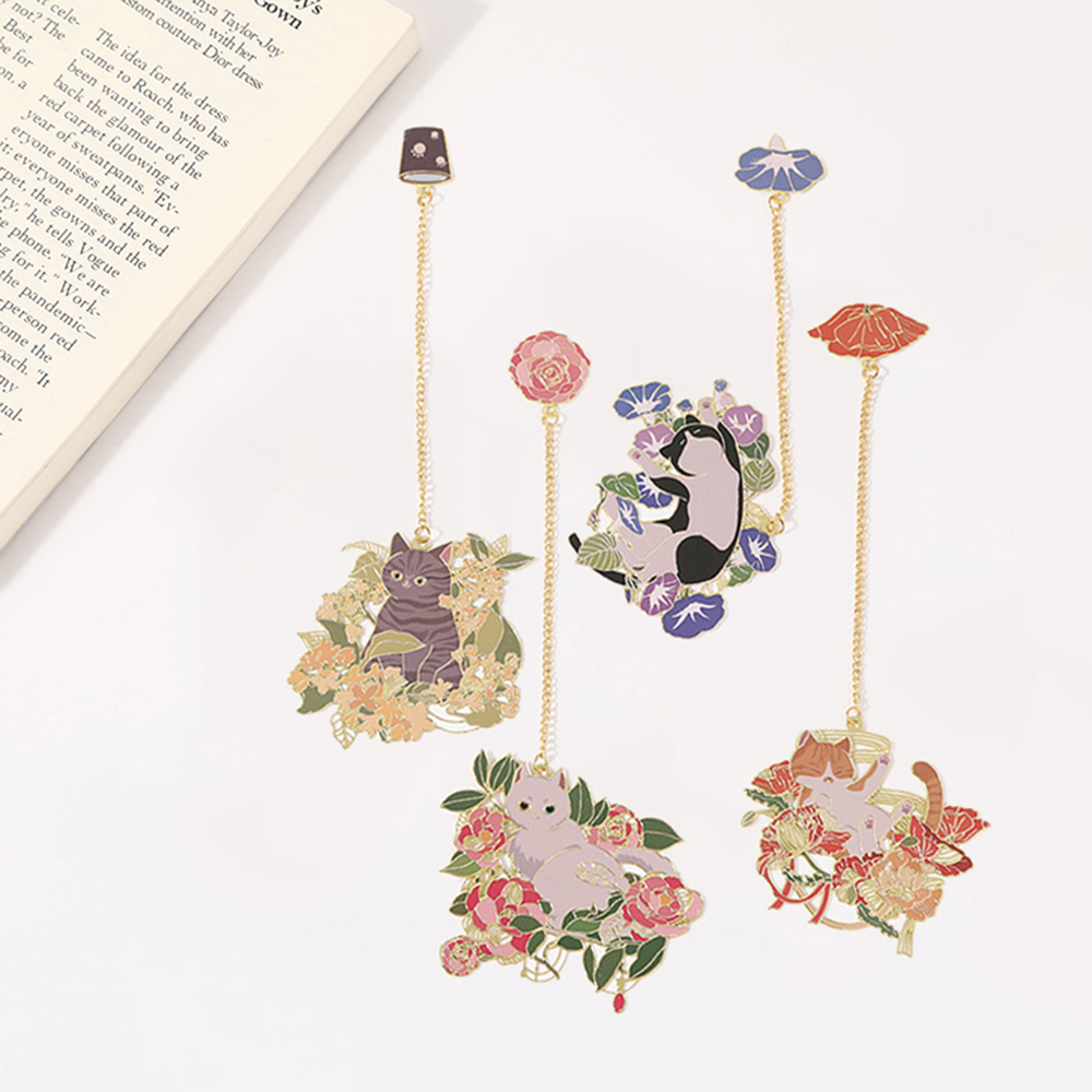 Resin Art Bookmark - 1 buah Bookmark kucing bunga pembatas