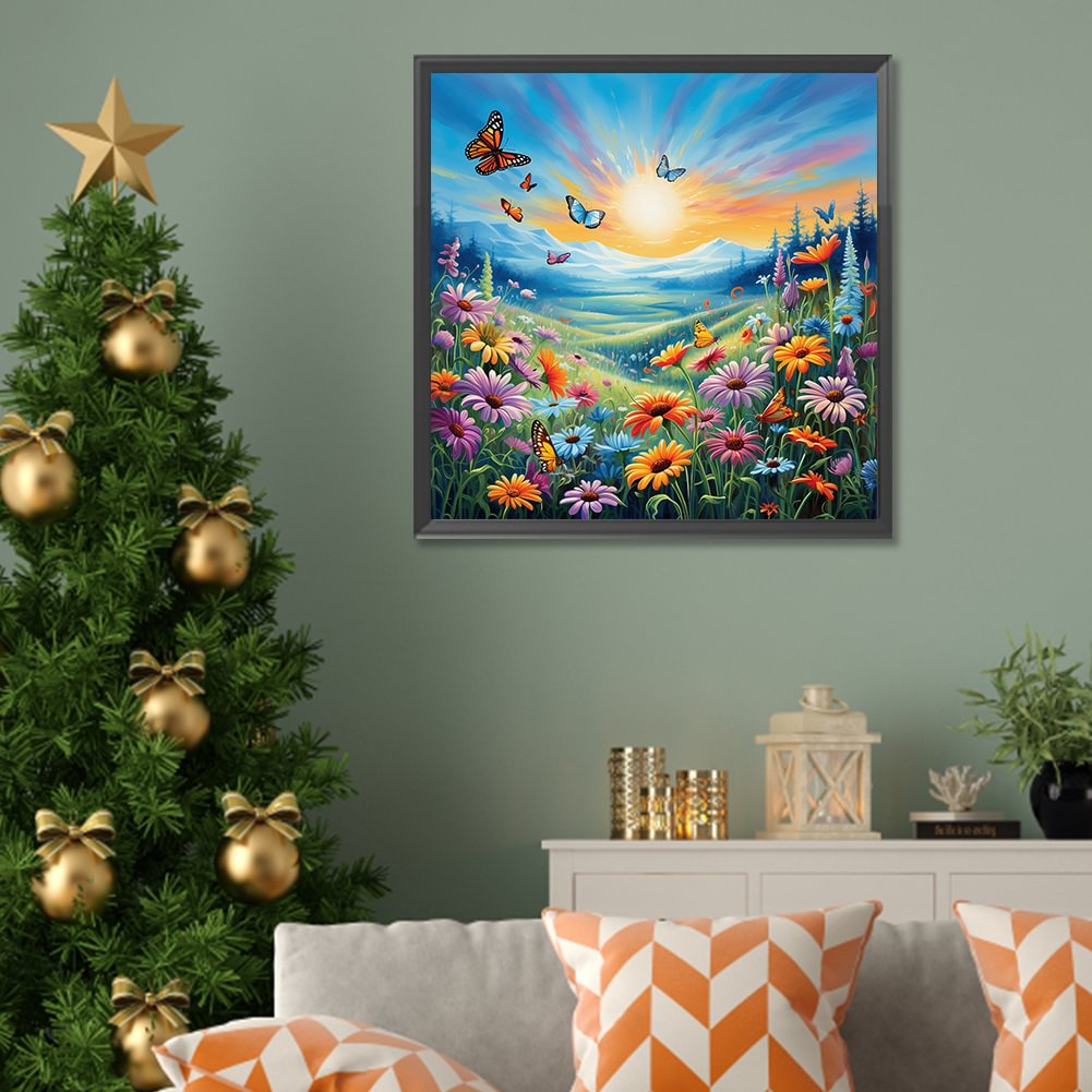 Resin Art Of Flowers - Lukisan Berlian Keluarga Rusa Lucu Bunga