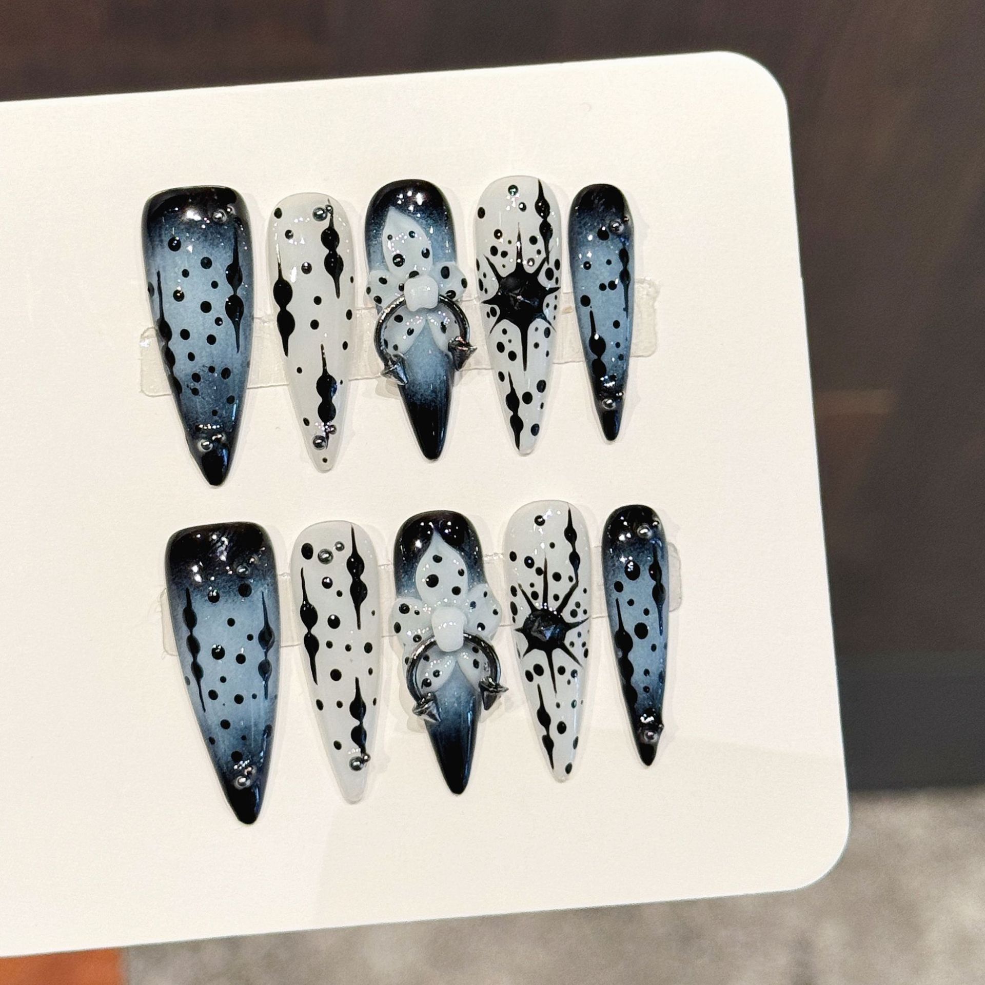 Resin Art Flower - 10pcs Kuku Palsu Buatan Tangan Warna