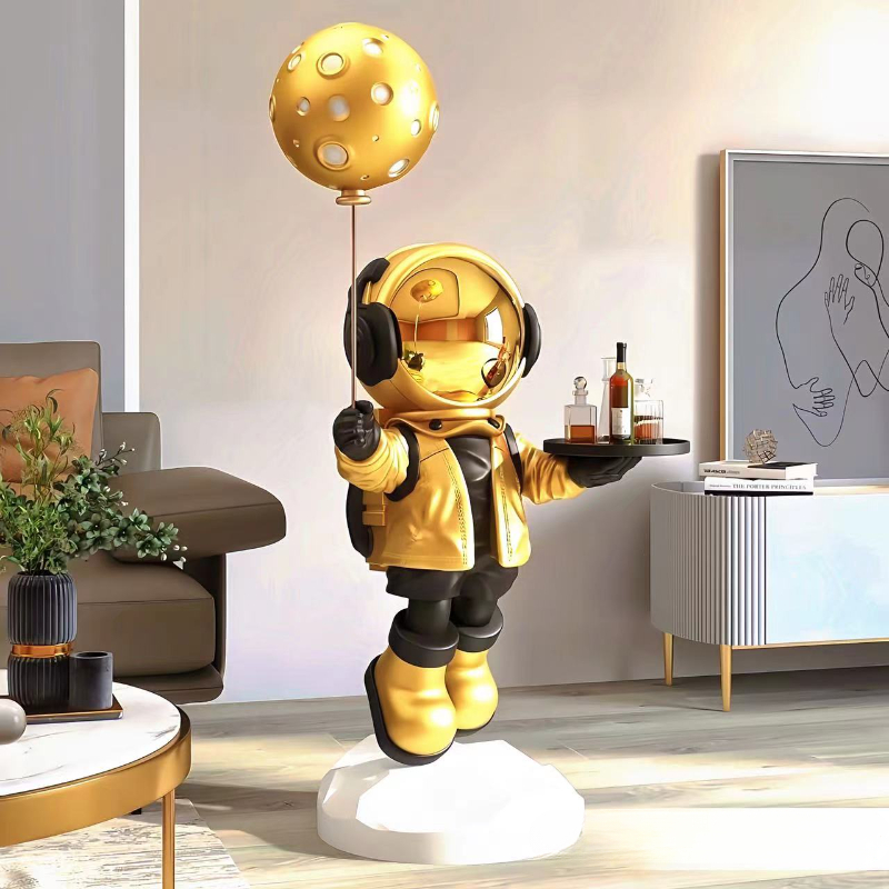 Resin Art Stand - Ornamen Penyimpanan Lantai Astronot Kreatif Ukuran