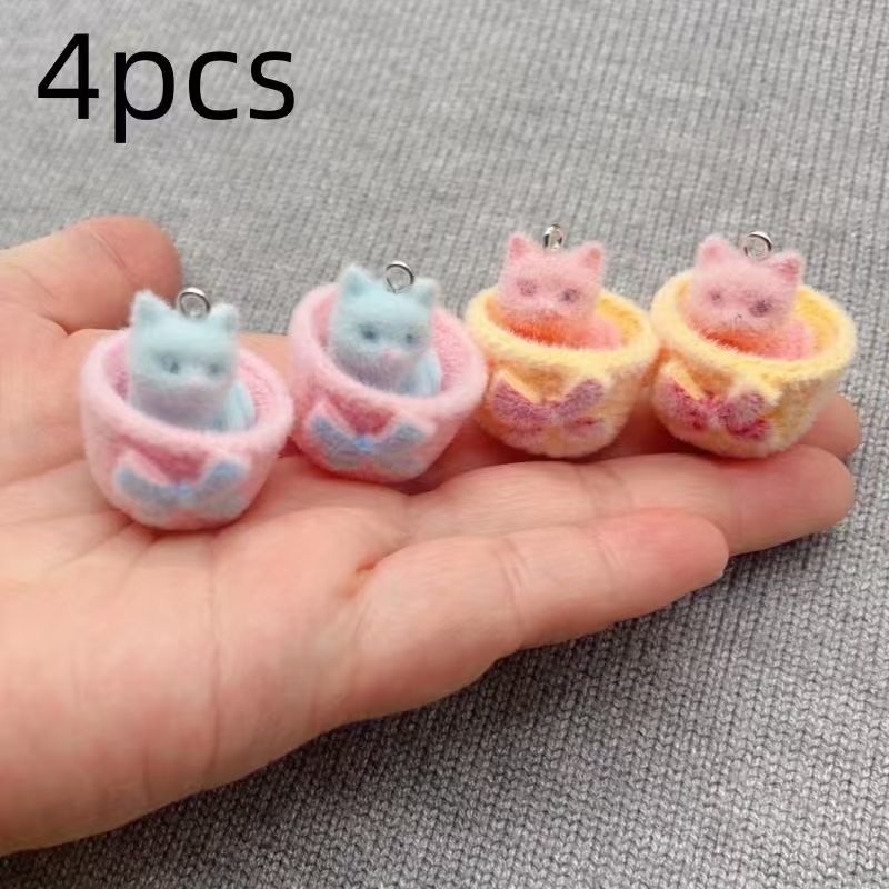 4 buah liontin kucing resin 3D - Resin Art Materials Wholesale ulasan dan harga