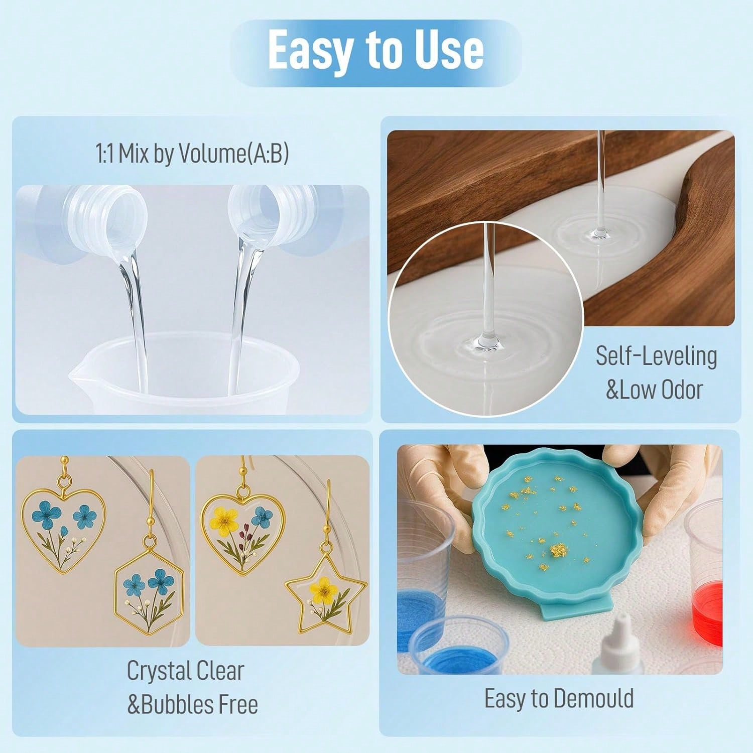 Resin Epoksi Crystal Clear 1:1 - Resin Art Kit With Molds ulasan dan harga