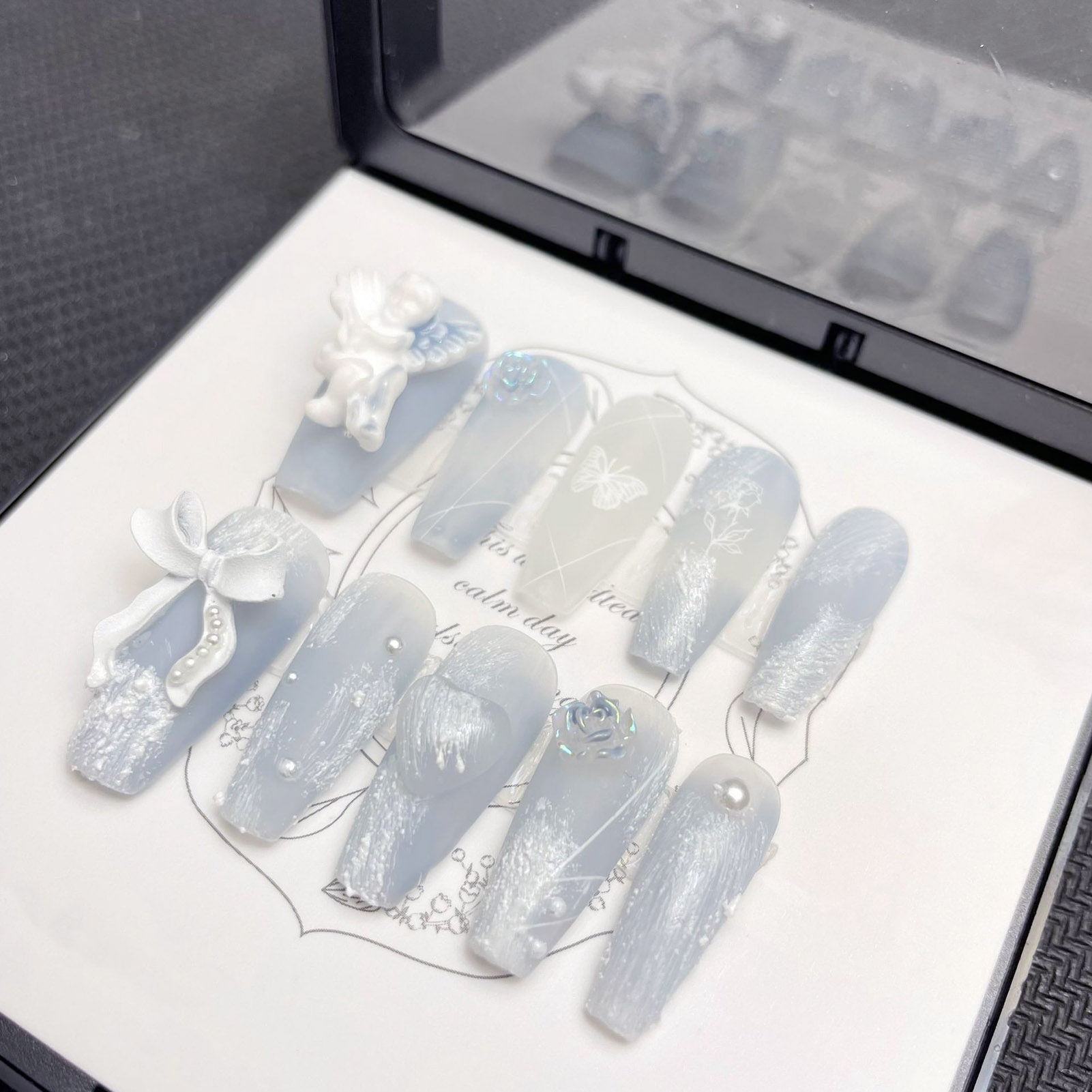 Plester 3D kuku palsu Angel me - Resin Art Flower ulasan dan harga
