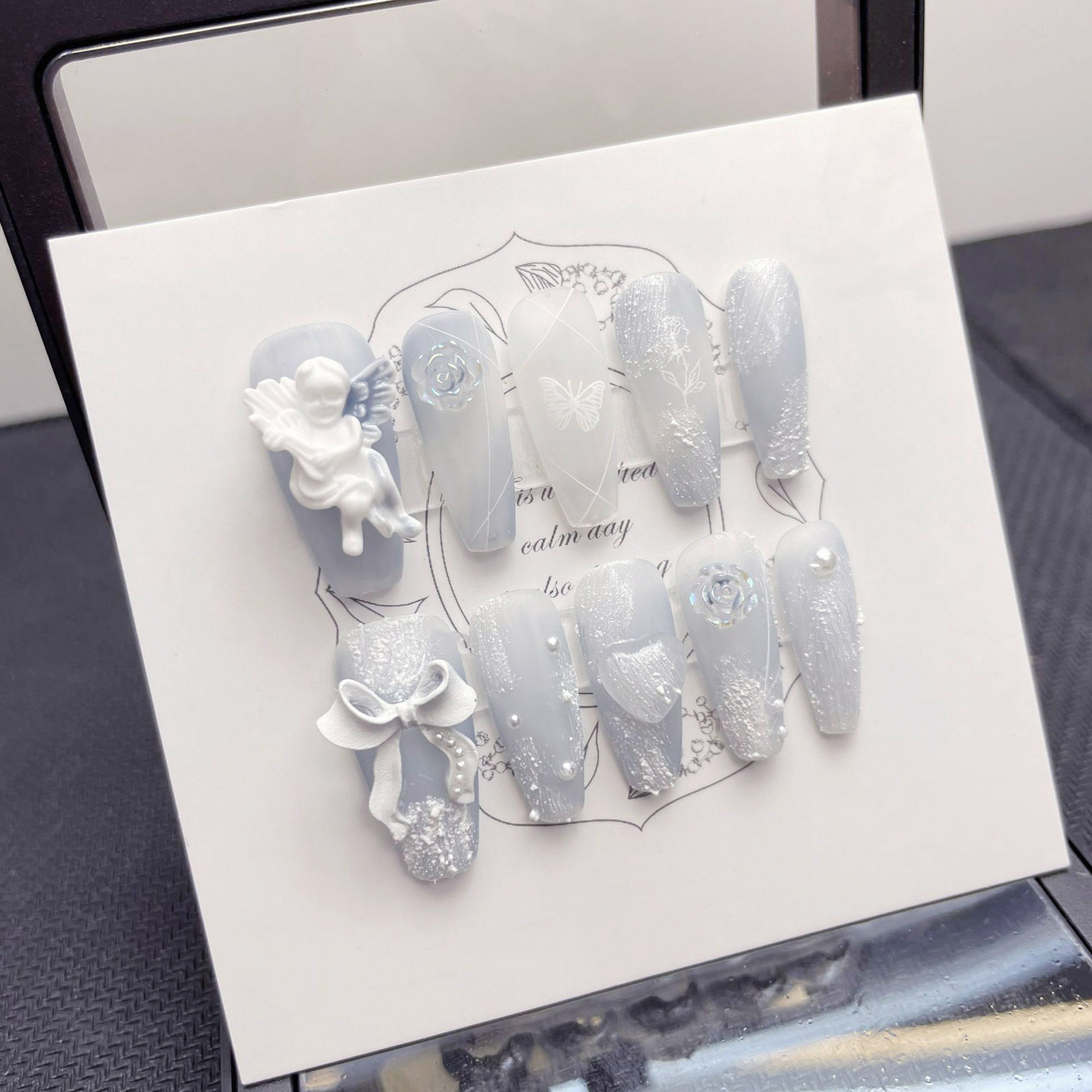 Plester 3D kuku palsu Angel me - Resin Art Flower ulasan dan harga