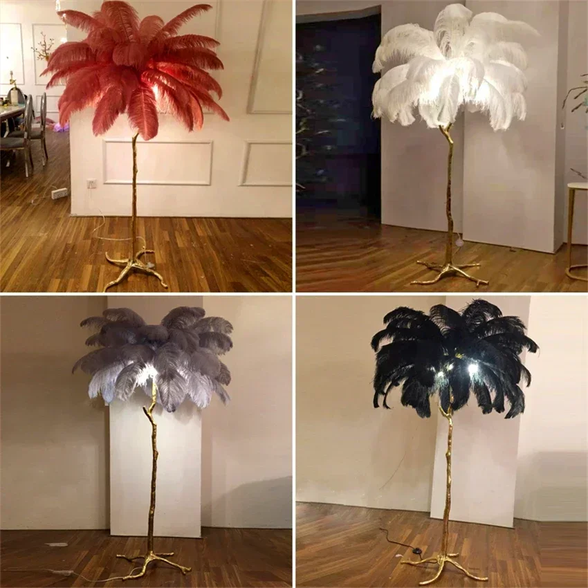 Lampu Lantai Bulu Burung Unta  - Resin Art Stand ulasan dan harga
