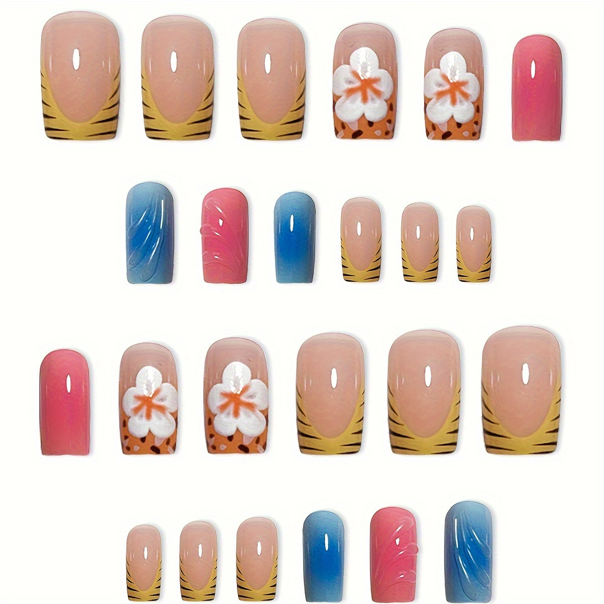 24 Buah Kuku Palsu Kepala Pers - Resin Art Flower ulasan dan harga