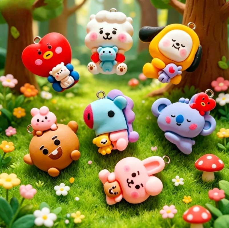 7pcs BT21 Resin Kartun Charm A - Resin Art Materials Wholesale ulasan dan harga