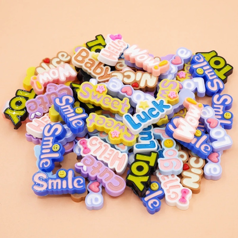 10 buah lucu datar belakang Wo - Resin Art Alphabet ulasan dan harga